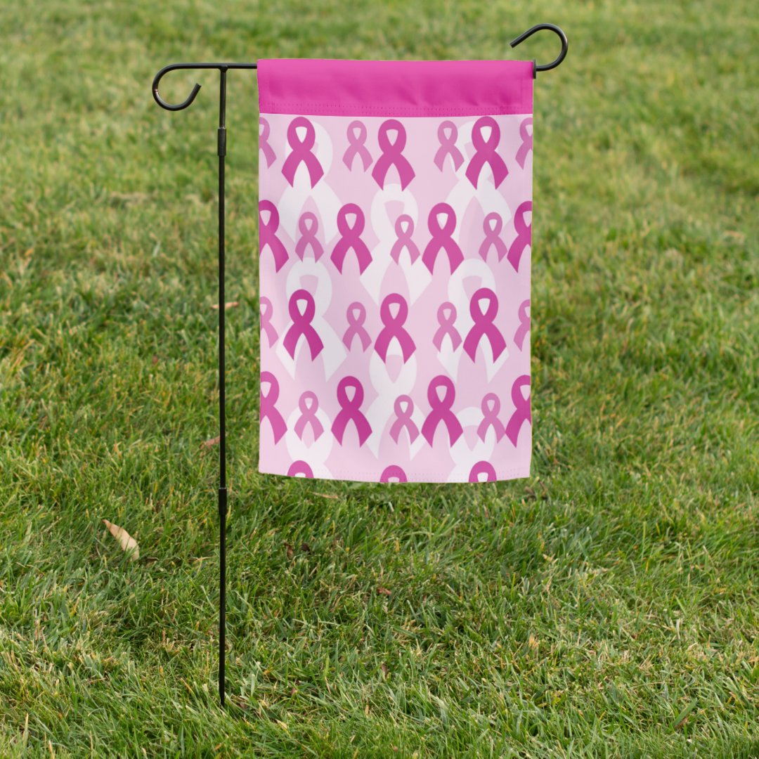 Pink Ribbons...Breast Cancer Garden Flag | Zazzle