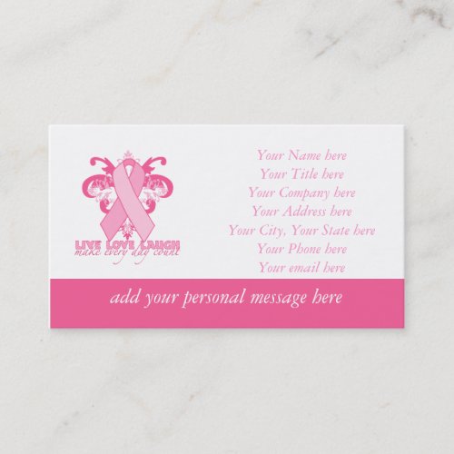 Pink Ribbons Every Day Business Card Template