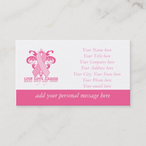 Customizable Pink Ribbons Every Day Business Card Template