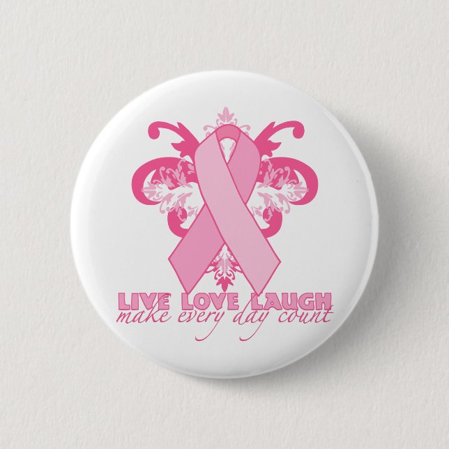 Pink Ribbons Every Day Pinback Button (Front)