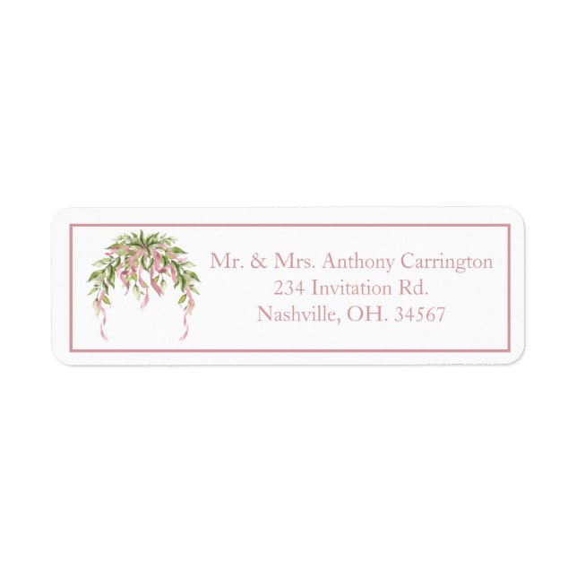 Pink Ribbons Floral Elegant  Label (Front)
