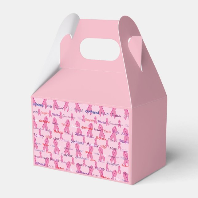 Pink Ribbons for Cancer Support and Awareness Favor Boxes (Front Side)