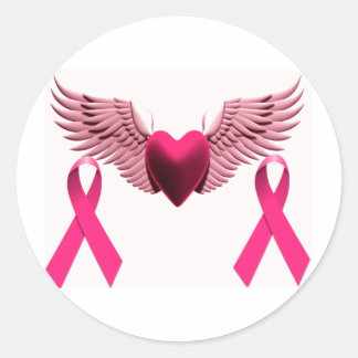 Pink Ribbons & Heart of Love & Support Classic Round Sticker