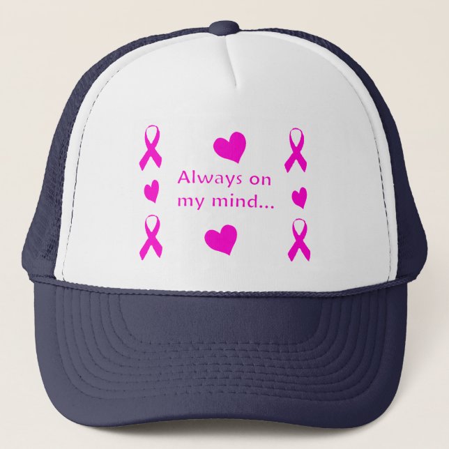 Pink Ribbons & Hearts Trucker Hat (Front)
