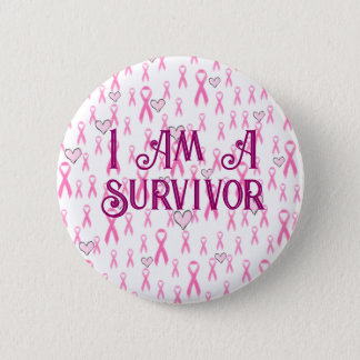 Pink Ribbons, I Am A Survivor-Breast-Cancer_ Button