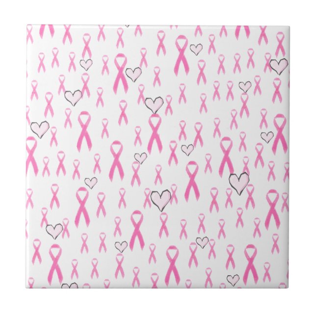 Pink Ribbons,I Care!_ Ceramic Tile (Front)