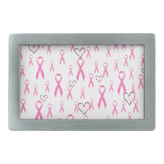 Pink Ribbons,I Care!_ Rectangular Belt Buckle (Front)
