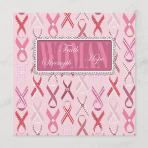 Pink Ribbons Invitation Square
