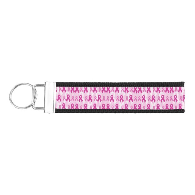 Pink Ribbons/Light...Breast Cancer Wrist Keychain (Keys on Left)