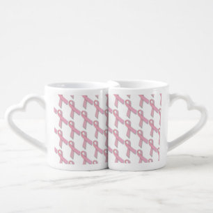 Pink Ribbons Tiled Pattern Coffee Mug Set