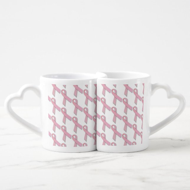 Pink Ribbons Tiled Pattern Coffee Mug Set (Front Nesting)