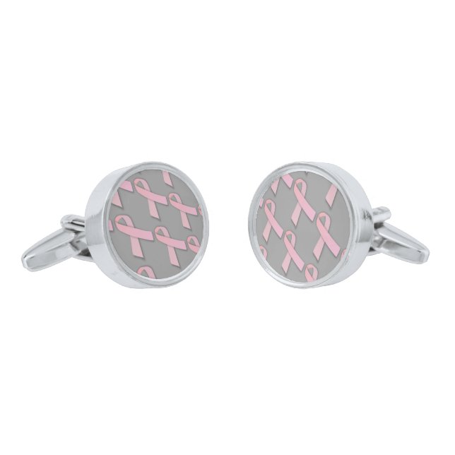 Pink Ribbons Tiled Pattern Cufflinks (Angled)