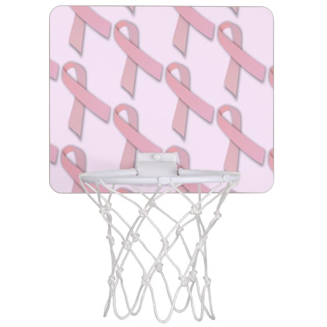 Pink Ribbons Tiled Pattern Mini Basketball Hoop (Front)