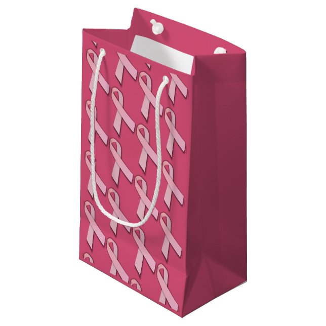 Pink Ribbons Tiled Pattern Small Gift Bag (Front Angled)