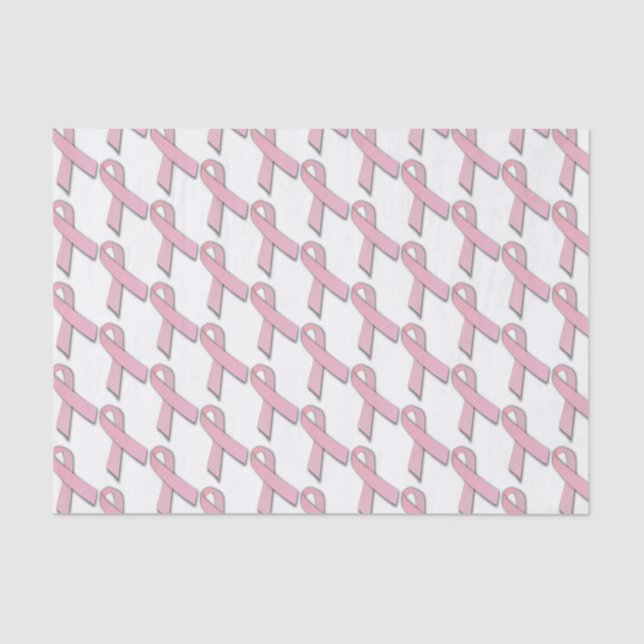 Pink Ribbons Tiled Pattern Tissue Paper (Front)