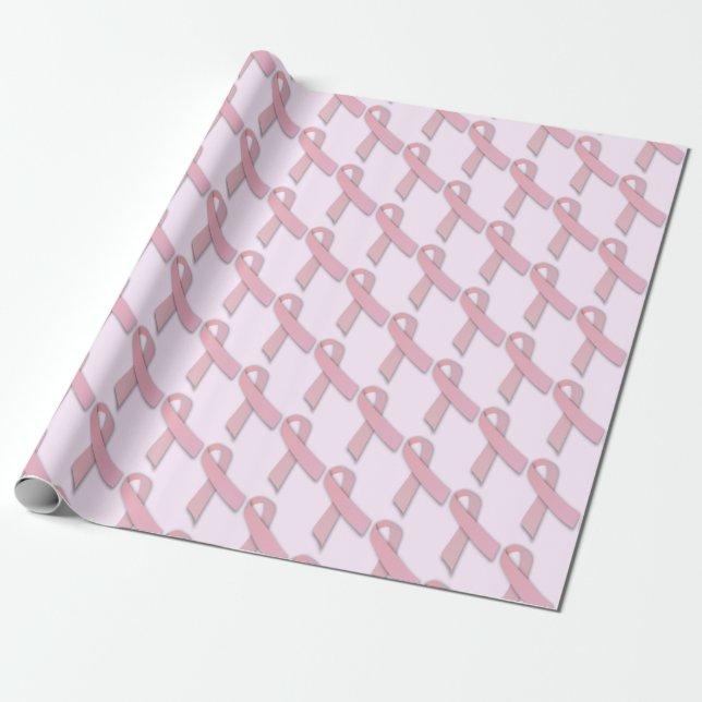 Pink Ribbons Tiled Pattern Wrapping Paper (Unrolled)