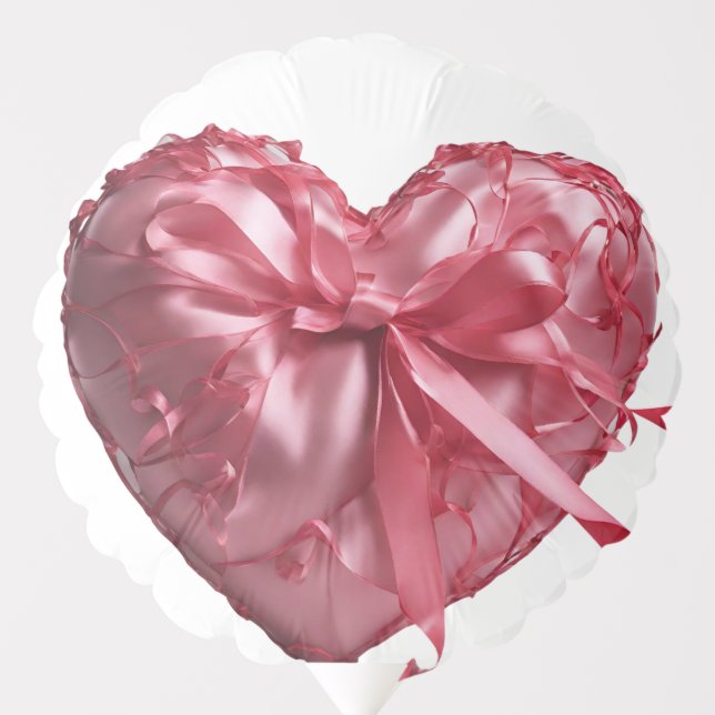 Pink Ribbons Valentine's Day Heart Balloon (Front)