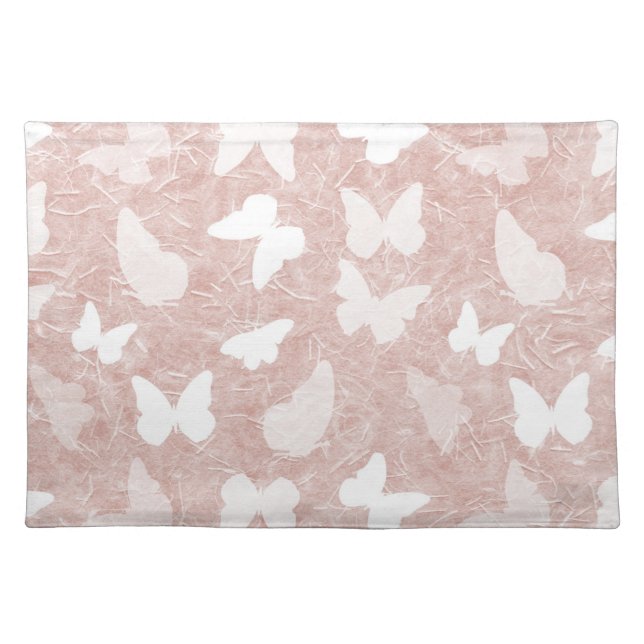 Pink Rice Paper Butterflies Cloth Placemat (Front)