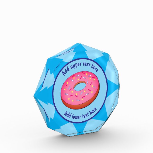 Pink Ring Doughnut - Fun Food own text Acrylic Award (Left)