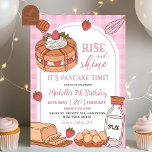 Pink Rise and Shine Pancake Birthday Invitation<br><div class="desc">Pink Rise and Shine Pancakes Birthday Party,  Berry Pancake Birthday Brunch Invite,  Pancake and Milk Birthday Girl,  Let's Brunch Pancake</div>