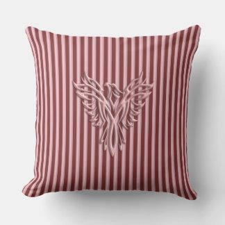 Pink rising phoenix with pink and maroon bands throw pillow