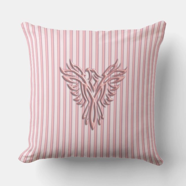 Pink rising phoenix with pink bands, fresh design throw pillow (Front)