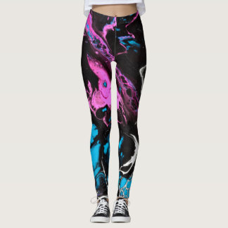 PINK RIVER UNIQUE PAINTED DESIGN YOGA PANTS