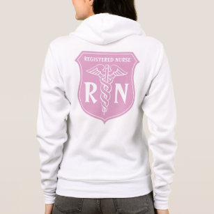 Pink Rn Nurse Hoodie With Caduceus Symbol Pink Rn Nurse Hoodie With Caduceus Symbol