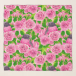 Pink Robin and roses Scarf<br><div class="desc">Pink Robin and roses,  painted with watercolors,  the pattern is made in Photoshop. Time-lapse video of the painting process http://bit.ly/2UlBI8A</div>