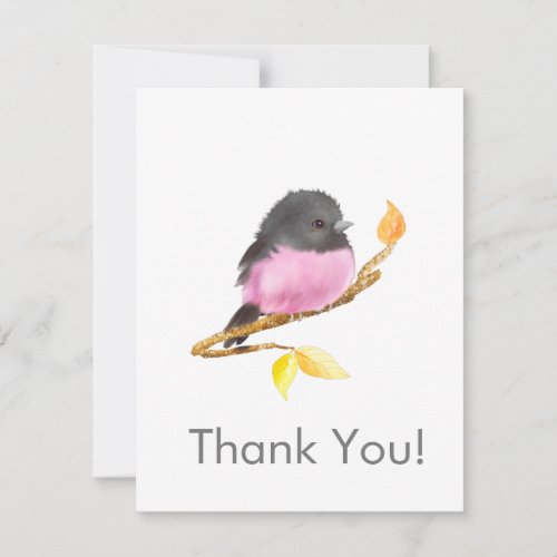 Pink Robin Bird All Occassion Thank You Notecard