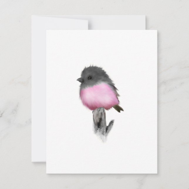 Pink Robin Bird Thank You Note Cards (Front)