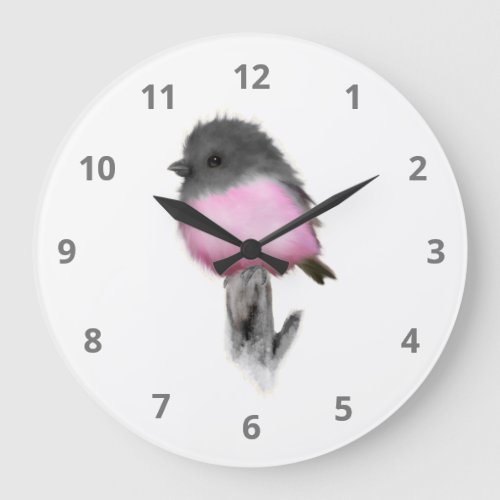 Pink Robin Bird Wall Clock