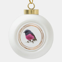 Pink Robin Songbird within a Gold Frame