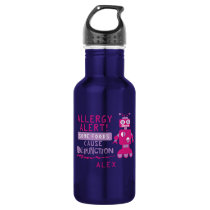 Pink Robot Allergy Alert Water Bottle