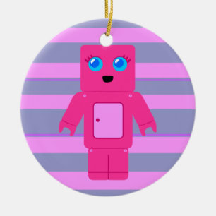 Pink Robot Ceramic Ornament