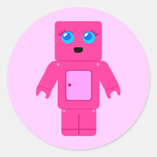 Pink Robot Classic Round Sticker