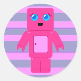 Pink Robot Classic Round Sticker