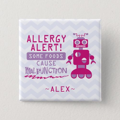 Pink Robot Food Allergy Alert Button