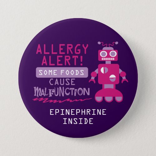 Pink Robot Food Allergy Alert Button