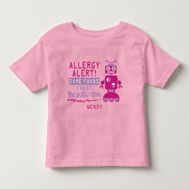 Pink Robot Food Allergy Alert Shirt (Front)