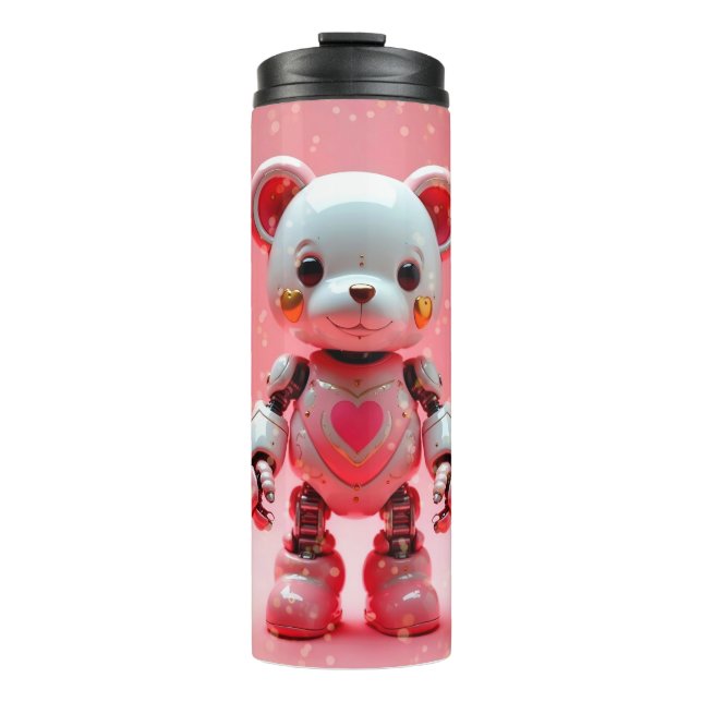 Pink Robot Teddy Bear Valentine's Tumbler (Front)