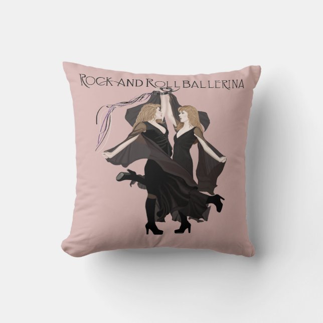 Pink Rock and Roll Ballerina Pillow (Front)