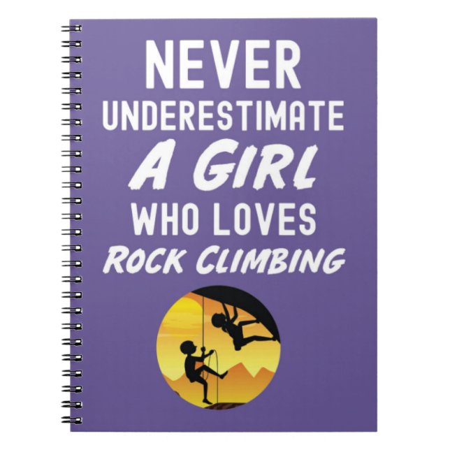 Pink Rock Climbing Gifts For Girls Kids Climber Notebook (Front)