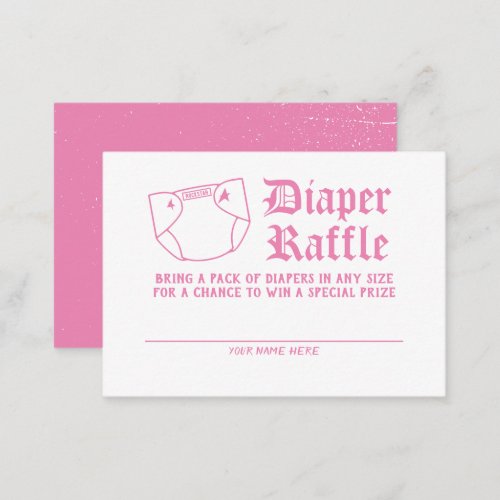 Pink Rock N Roll Baby Shower Diaper Raffle Enclosure Card