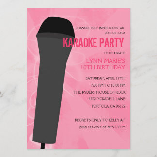 Pink Rock Out Karaoke Birthday Party Invitation