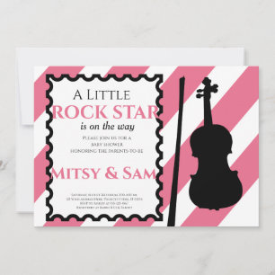 Pink Rock Star Rock a Bye Baby Shower Invitation