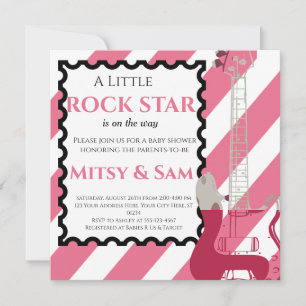 Pink Rock Star Rock a Bye Baby Shower Invitation