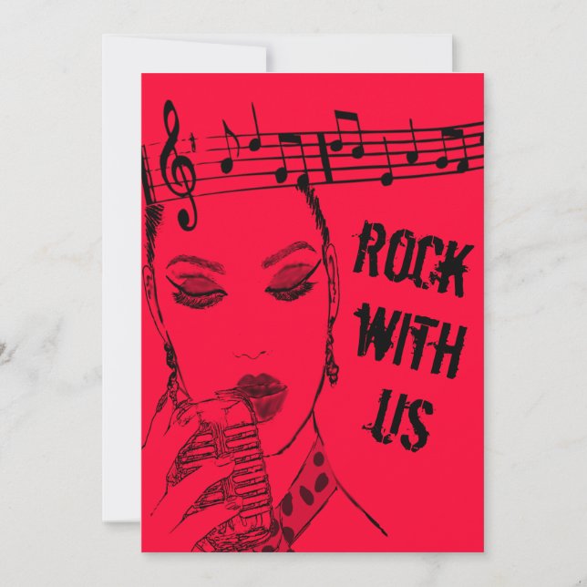 pink rockabilly diva invitation cards (Front)