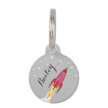 Pink Rocket Outer Space Personalized Name Template Pet Name Tag at Zazzle