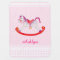 Pink rocking horse art name baby blanket